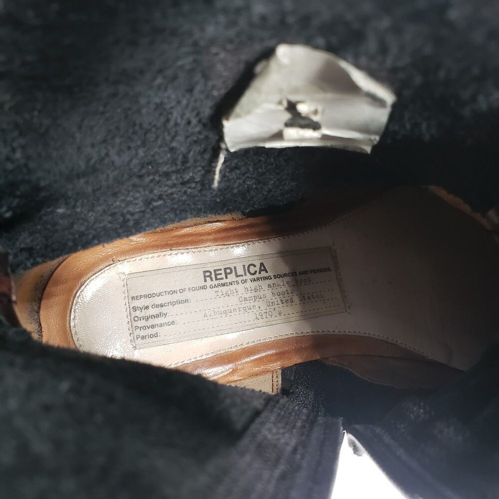 Maison Margiela Replica Campus Ankle Boots Womens 38.5 8 Brown Oil Spill Leather - Picture 14 of 16